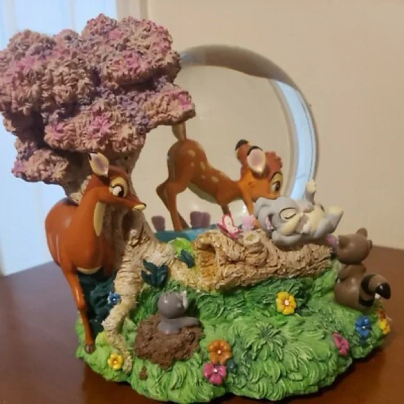 NEW IN BOX DISNEY Bambi Snow Globe with Forest Animals and Musical Wind Up - Picture 11 of 12